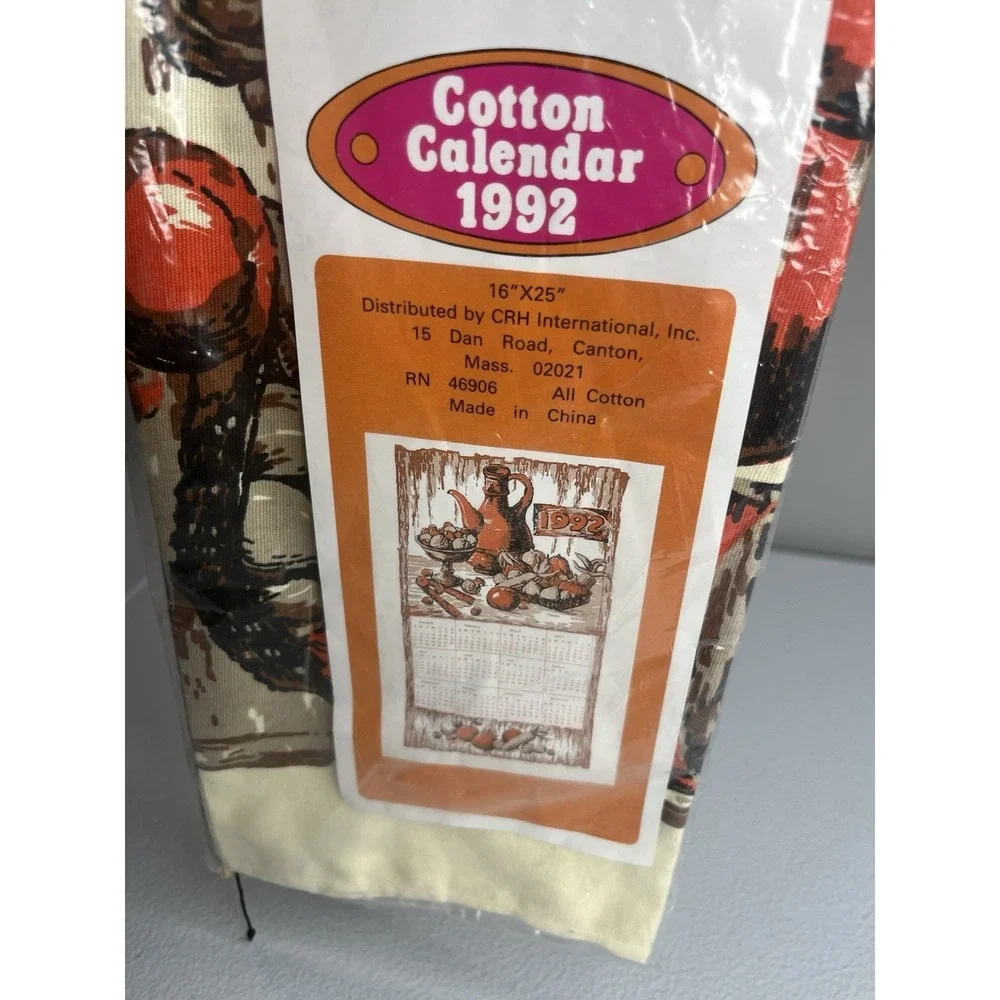 Vtg Impressions 1992 Calendar Tea Towel Hanging 16